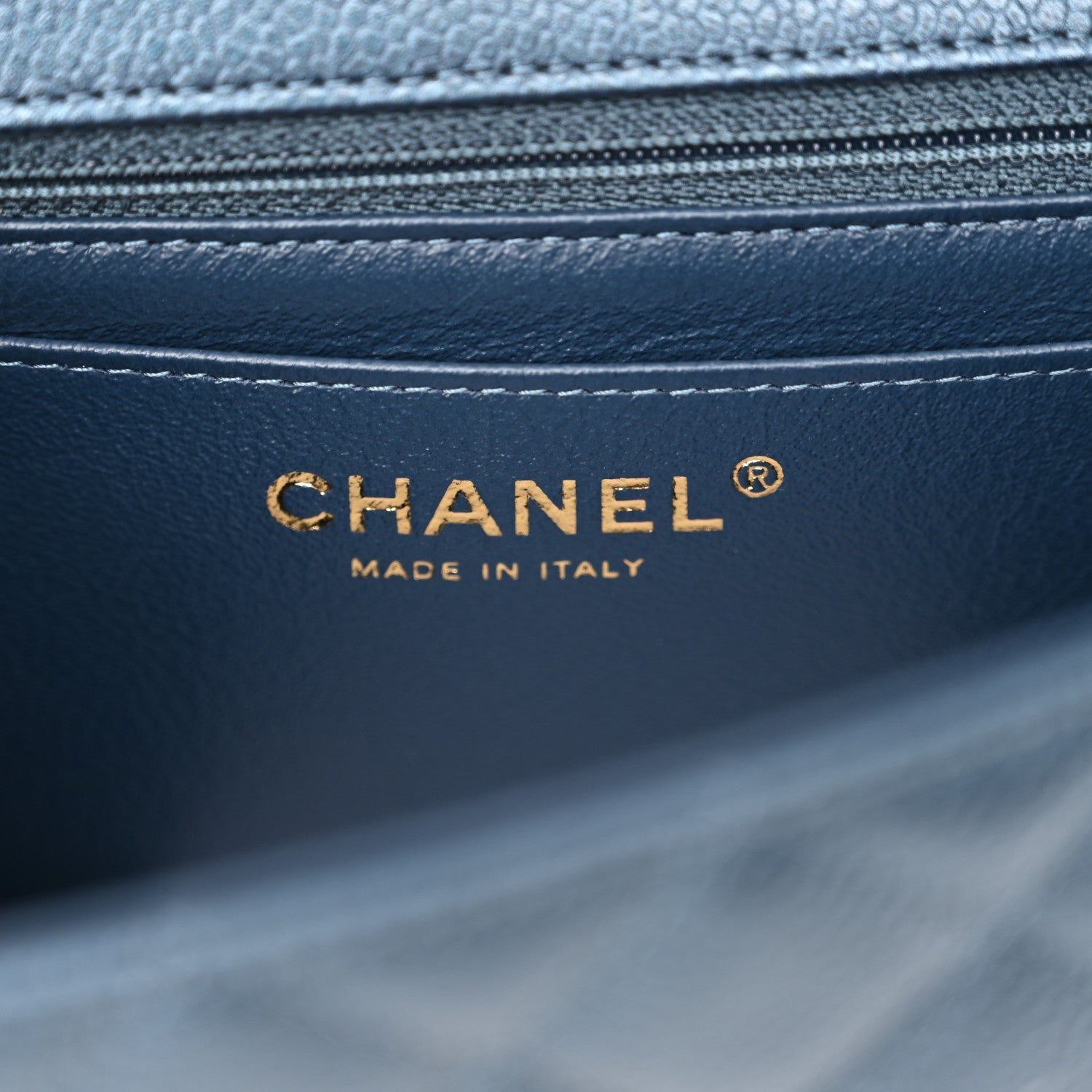 Chanel Iridescent Caviar Quilted Mini Rectangular Flap Dark Blue 6 of 7