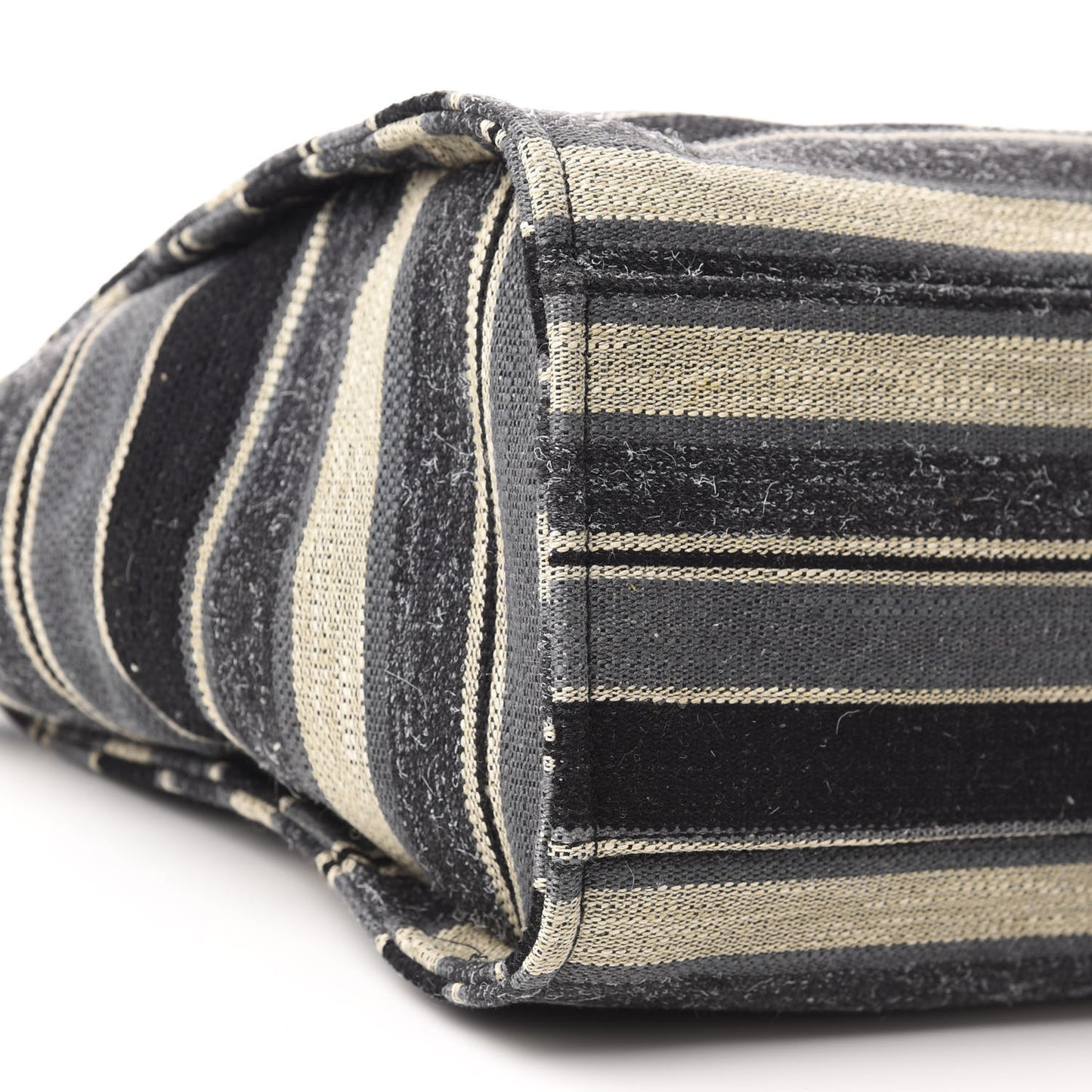 Striped Canvas Medium Deauville Tote Black