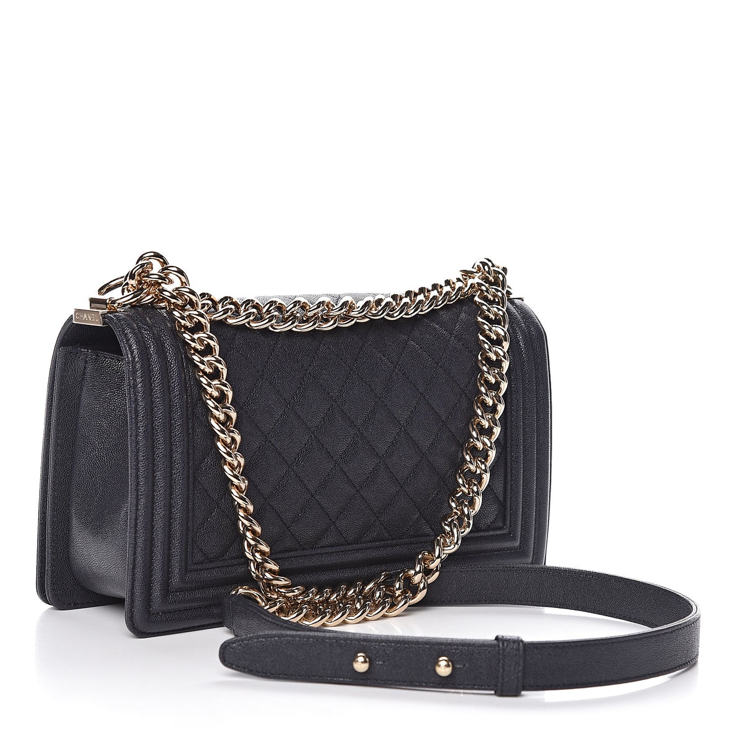 Caviar Quilted Medium Boy Flap Navy