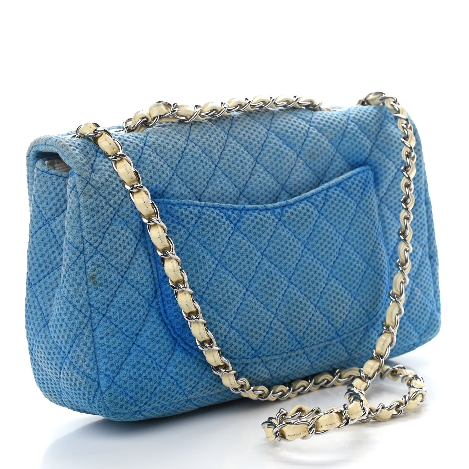 Chanel Neoprene Quilted Medium Single Flap Blue 3 of 10