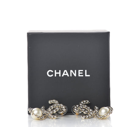 Chanel Crystal Pearl Pearls Coronation CC Drop Earrings Gold 5 of 5