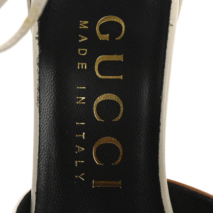 Gucci Soft Nappa Priscilla Ankle Cuff Pumps 37 Mystic White Harness Brown 7 of 7