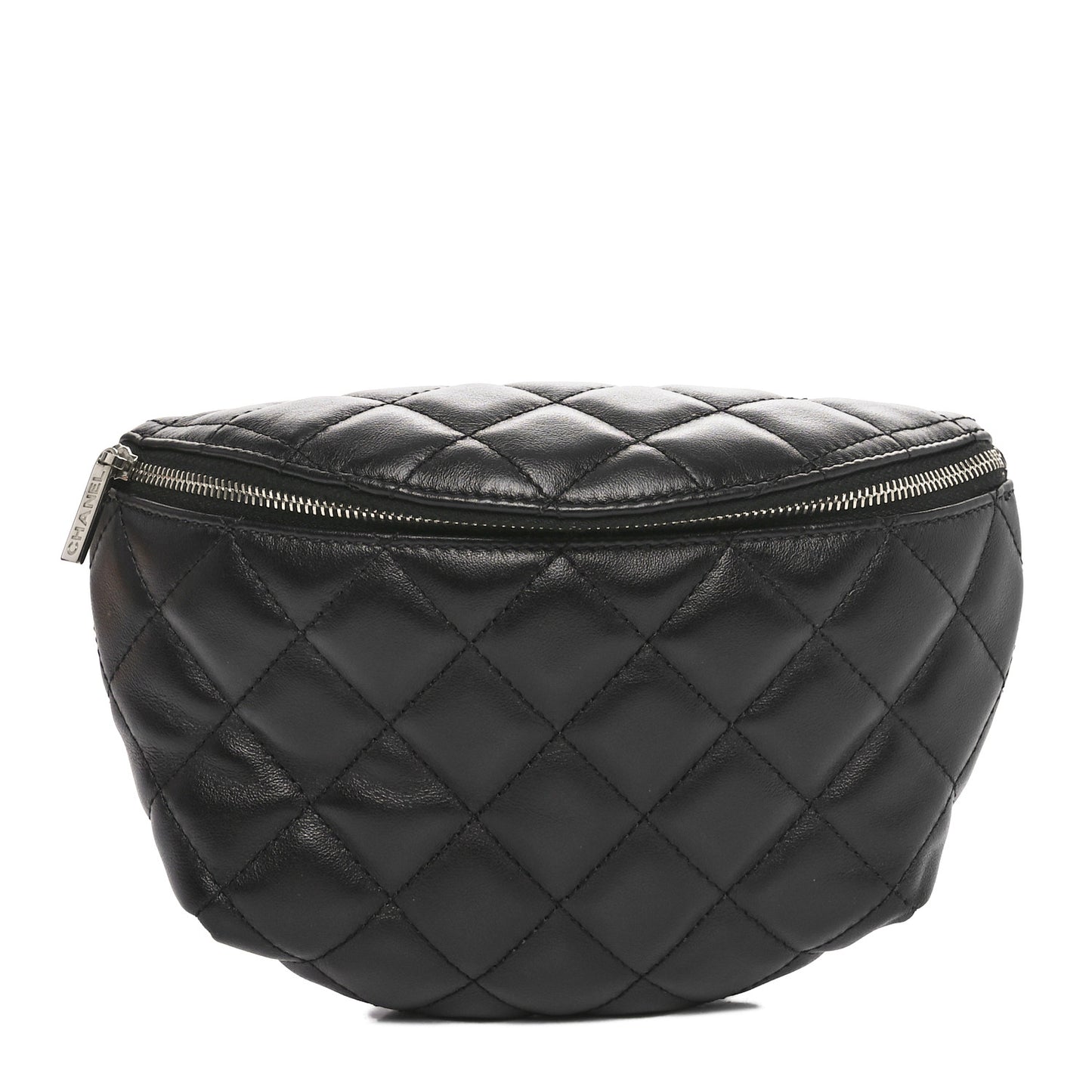 Calfskin Quilted Waist Belt Bag Black