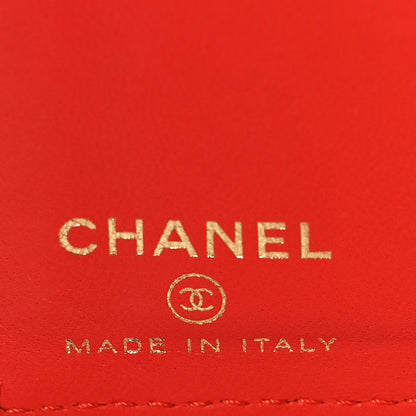 Chanel Lambskin Quilted Card Holder Wallet Red 6 of 9