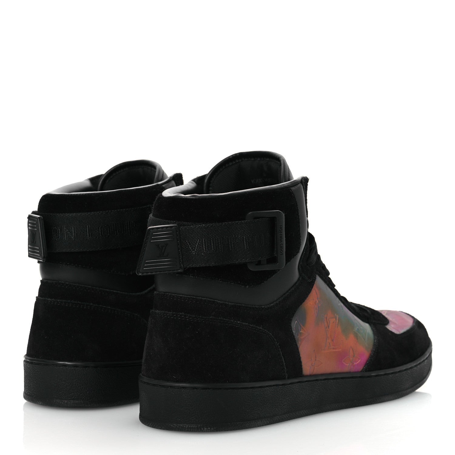 Louis Vuitton Suede Monogram Mens Rivoli High Top Sneakers Black Multicolor 5 of 7