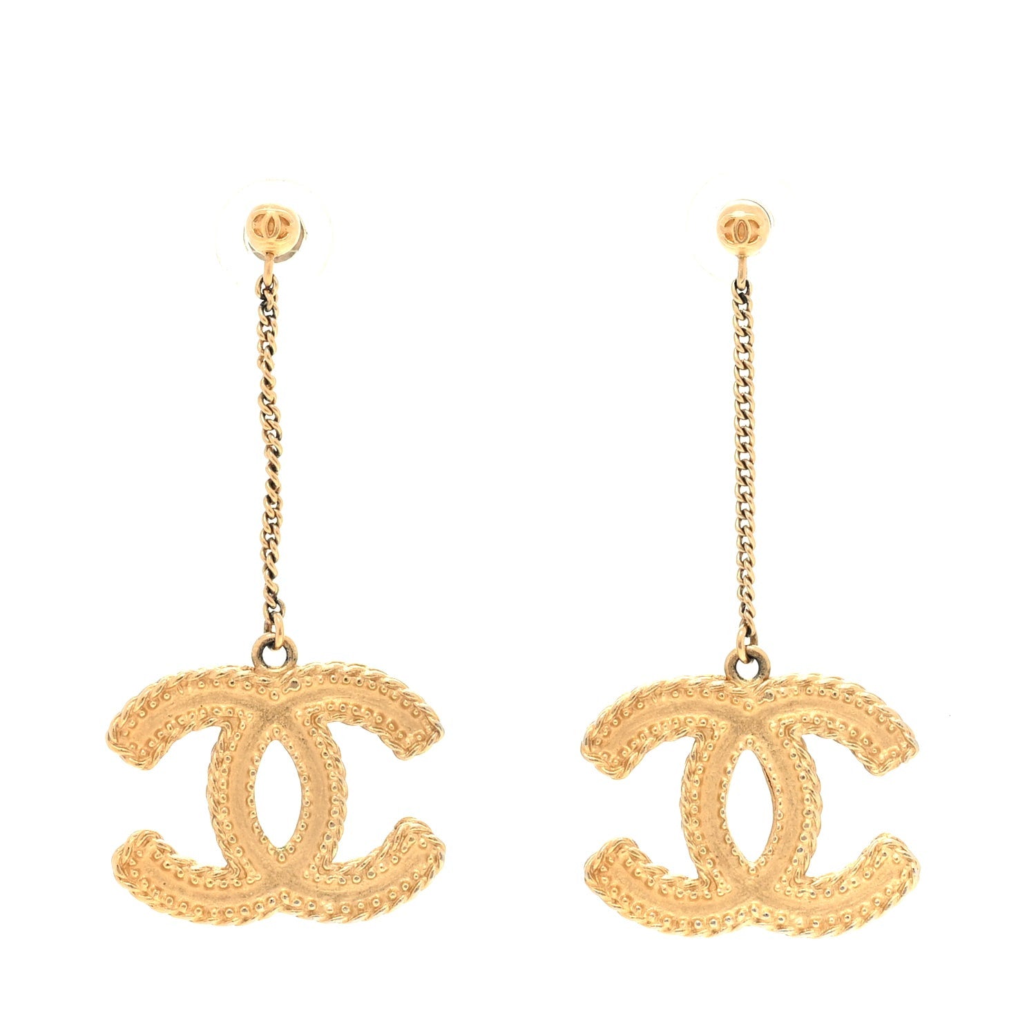 Chanel CC Drop Earrings Matte  Gold 1 of 4