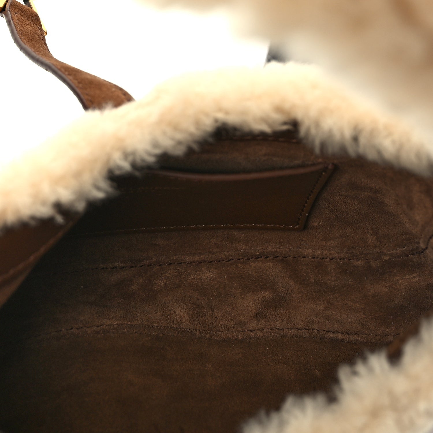 Saint Laurent Shearling Le 5 A 7 Mini Hobo Natural Beige 4 of 8