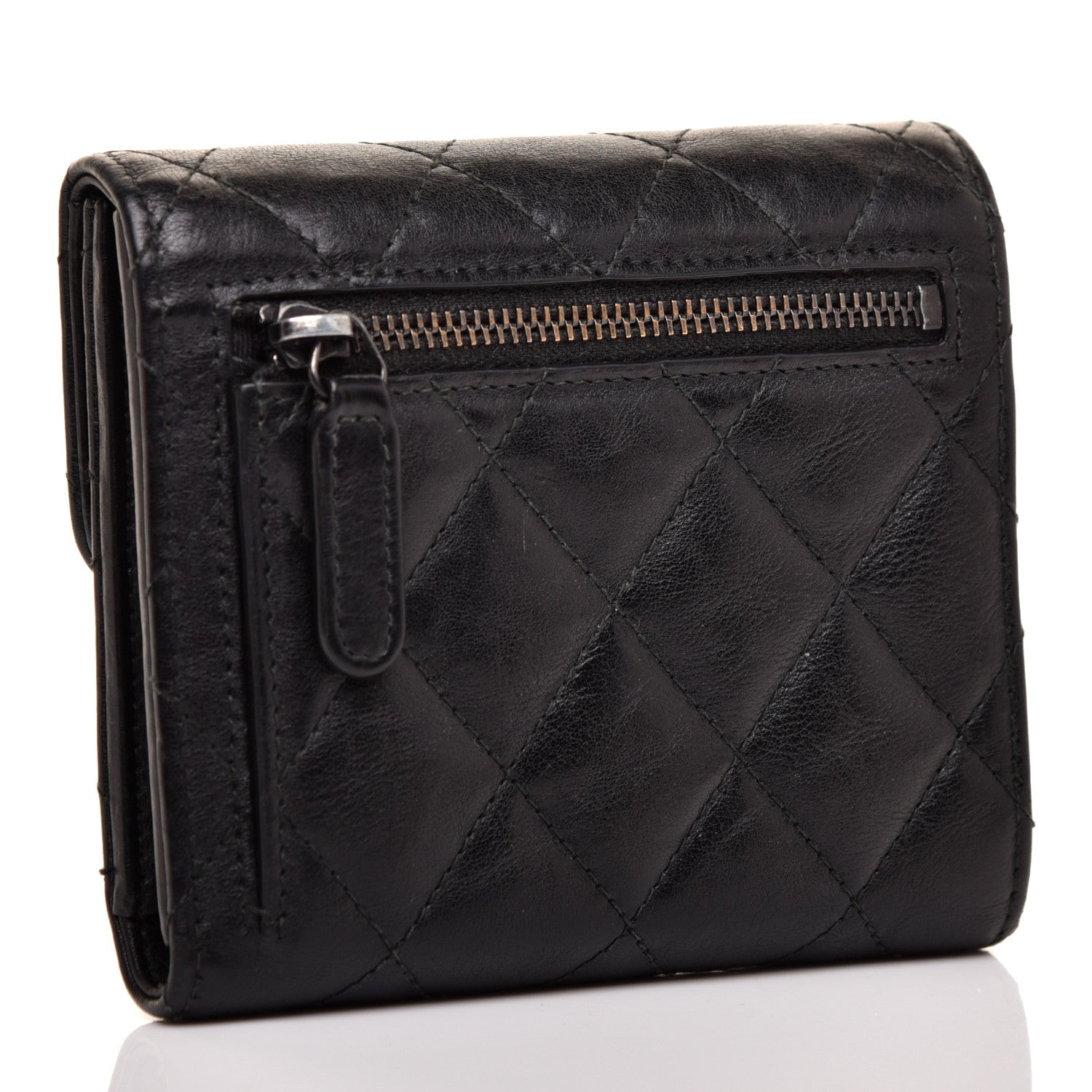 Chanel Calfskin Quilted Compact Flap Wallet So Black 3 of 10