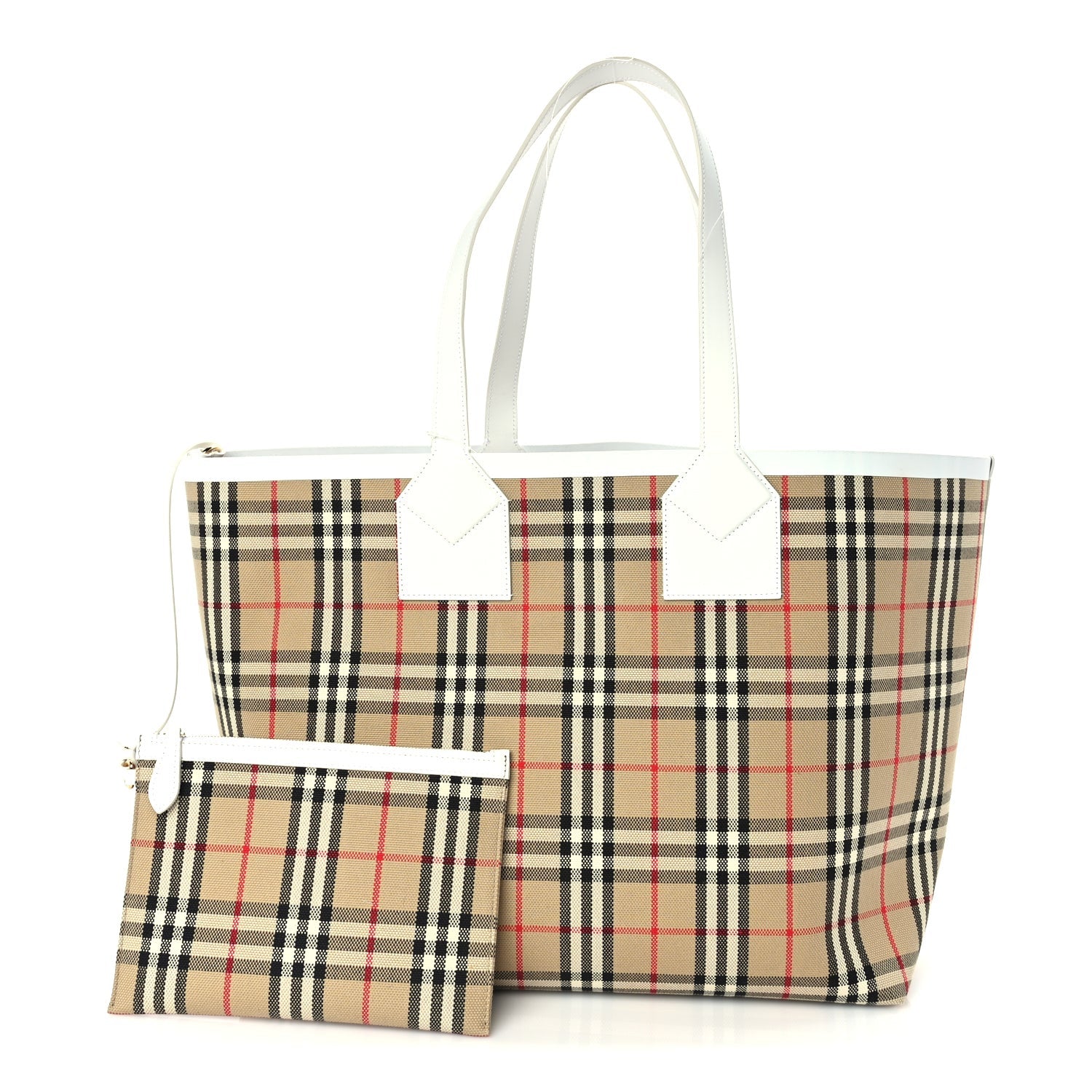 Burberry Cotton Vintage Check Medium London Tote Bag  Briar Brown White 2 of 9