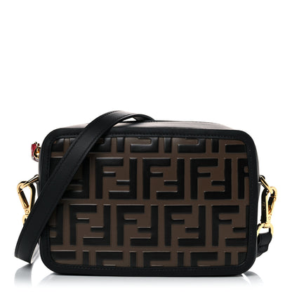 Fendi Vitello Century Bi-Color FF 1974 Embossed Mini Camera Case Maya Black 1 of 10