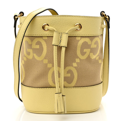 Gucci Monogram Jumbo GG Textured Dollar Calfskin Mini Ophidia Bucket Bag Beige Banana 1 of 10