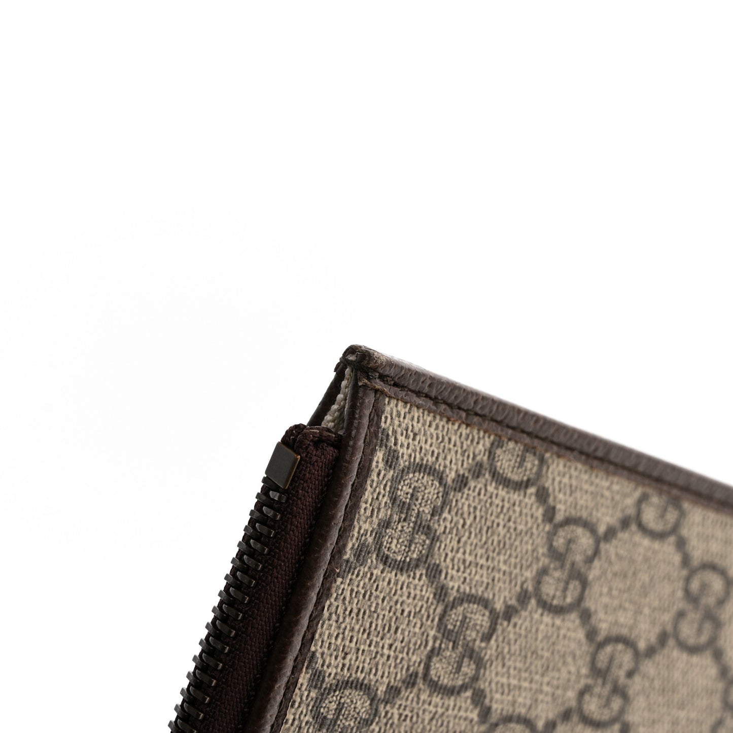 GG Supreme Monogram Web Ophidia Wristlet Pouch Brown