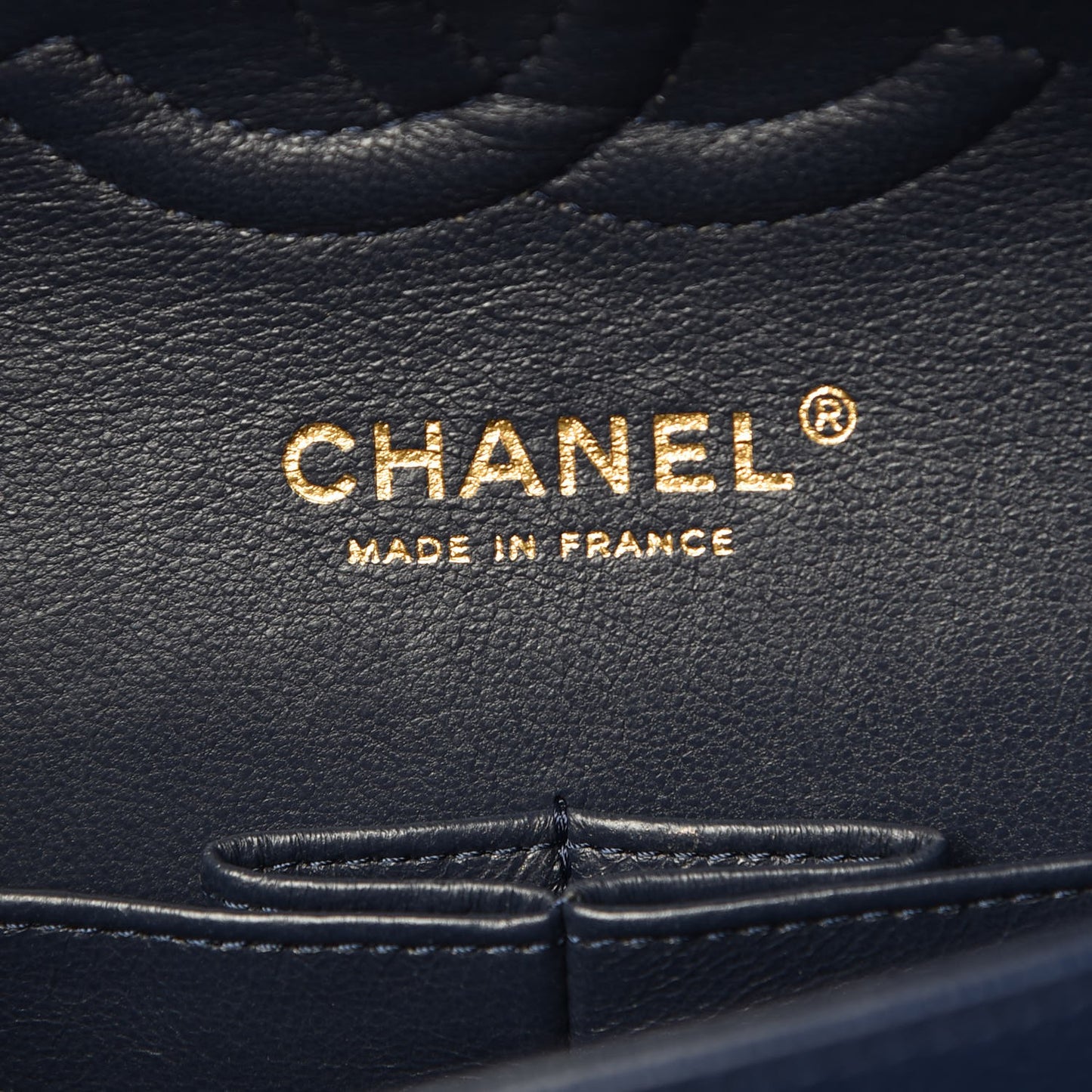 Caviar Quilted Medium Double Flap Dark Blue