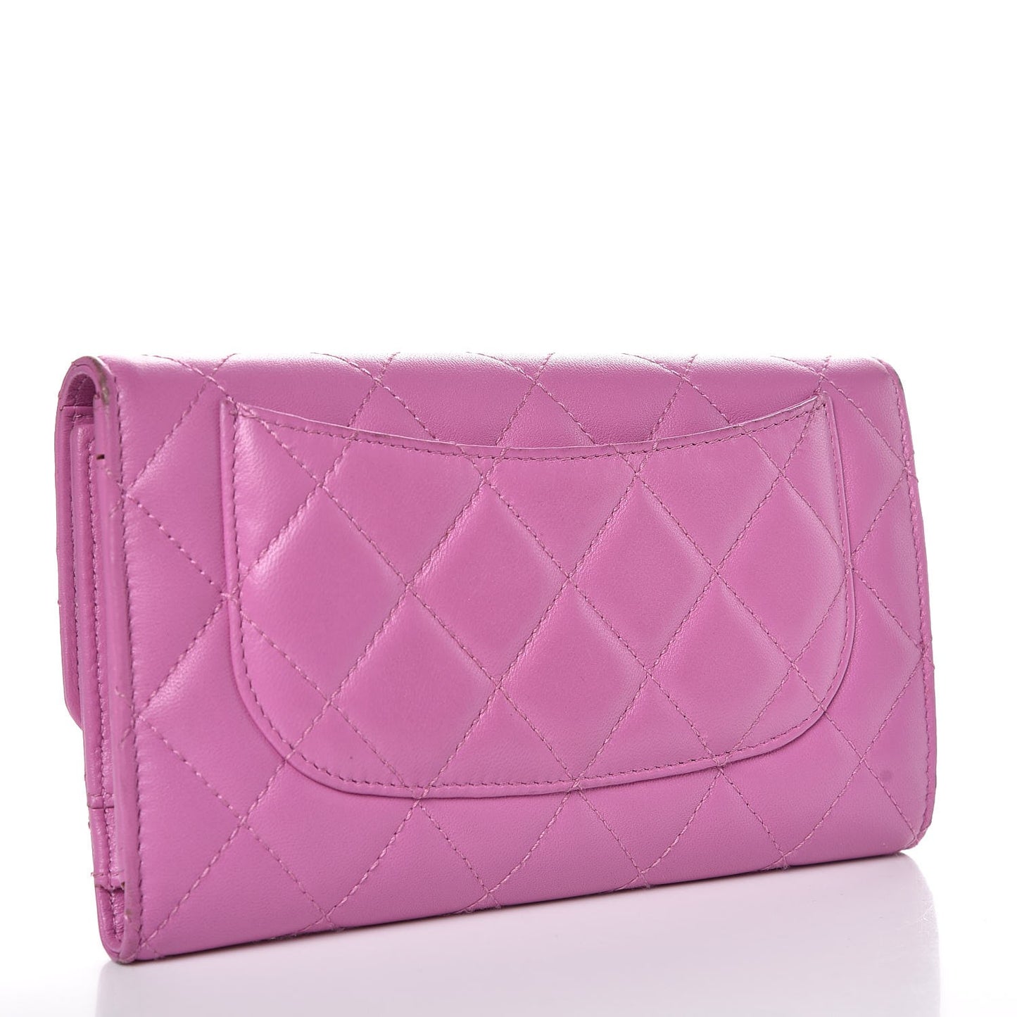 Lambskin Quilted Large Flap Wallet Violet