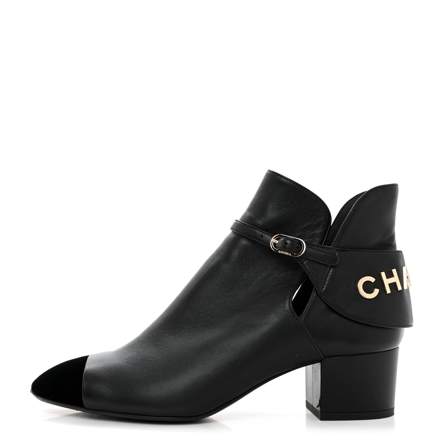 Lambskin Velvet Cap Toe Short Ankle Boots 38 Black