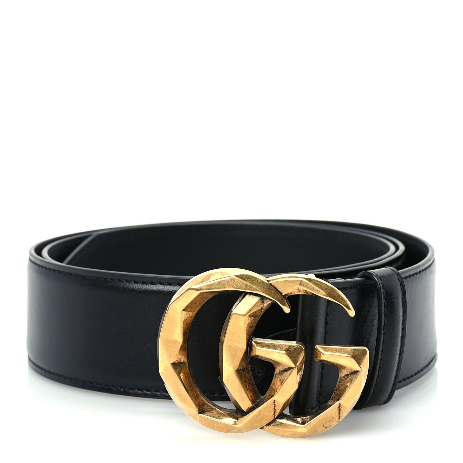 Gucci Plutone Calfskin Geometric Double G 40mm Belt 100 40  Black 1 of 5