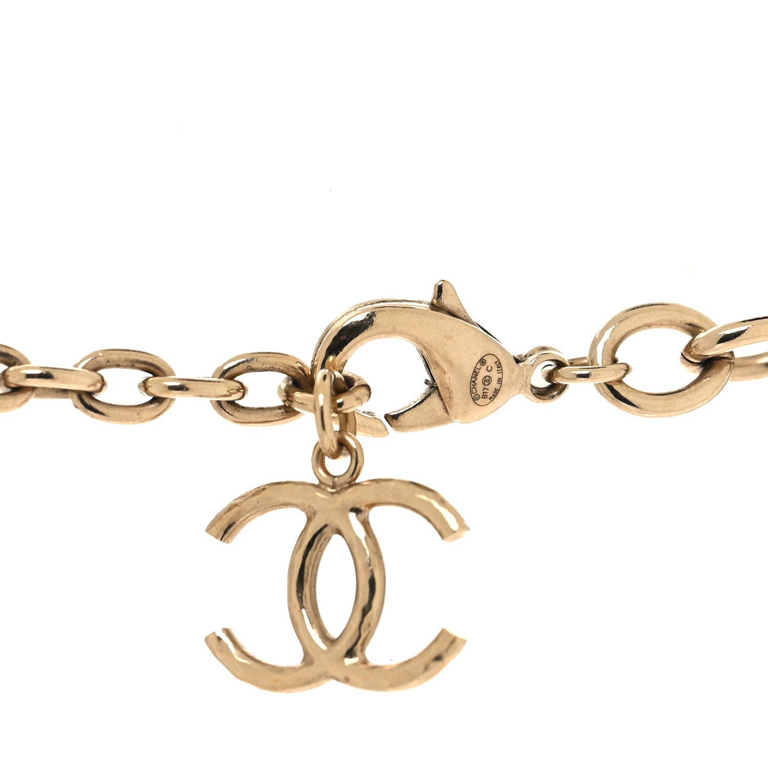 Chanel Metal Hoop Cuba Logo Necklace Gold 4 of 4