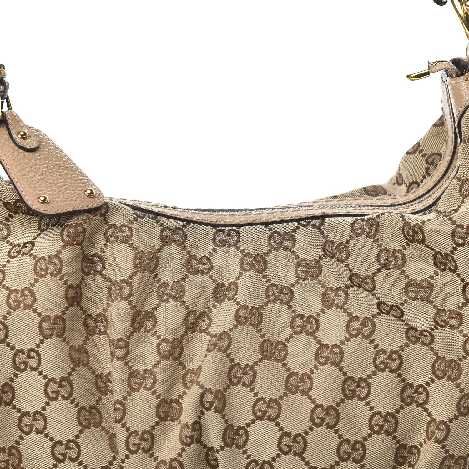 Gucci Monogram Medium Jockey Hobo Beige 14 of 14