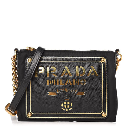 Prada Tessuto Nylon Logo Small Crossbody Bag Black 1 of 7