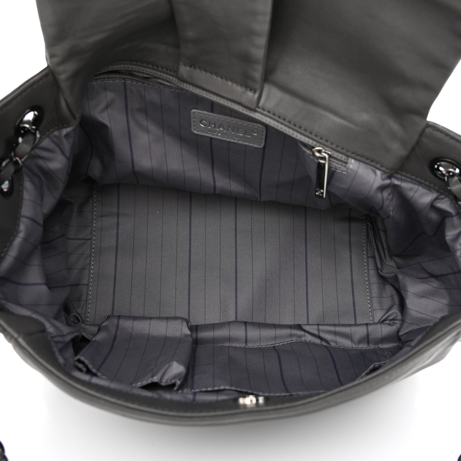 Chanel Lambskin Studded Accordion CC Flap Grey 5 of 10