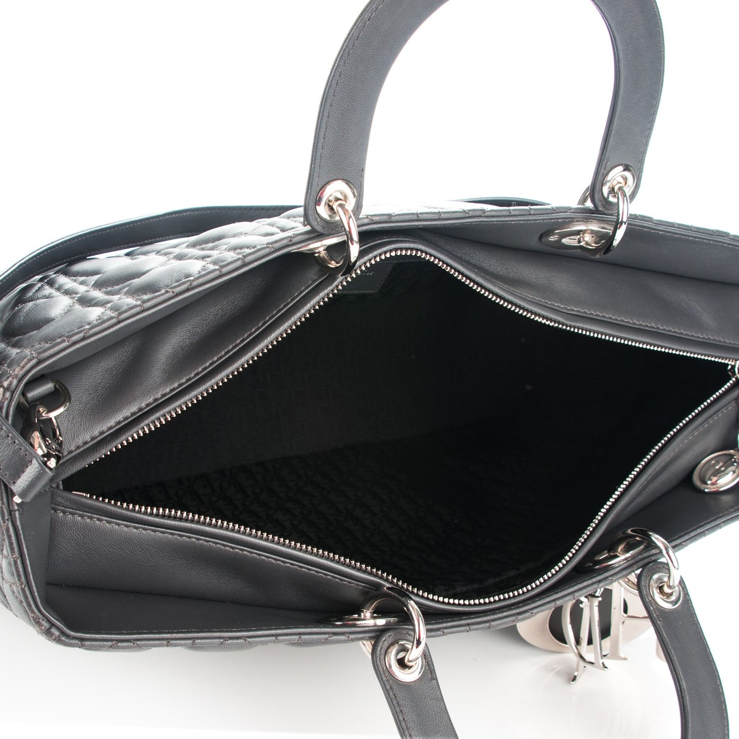 Lambskin Cannage Large Lady Dior Grey