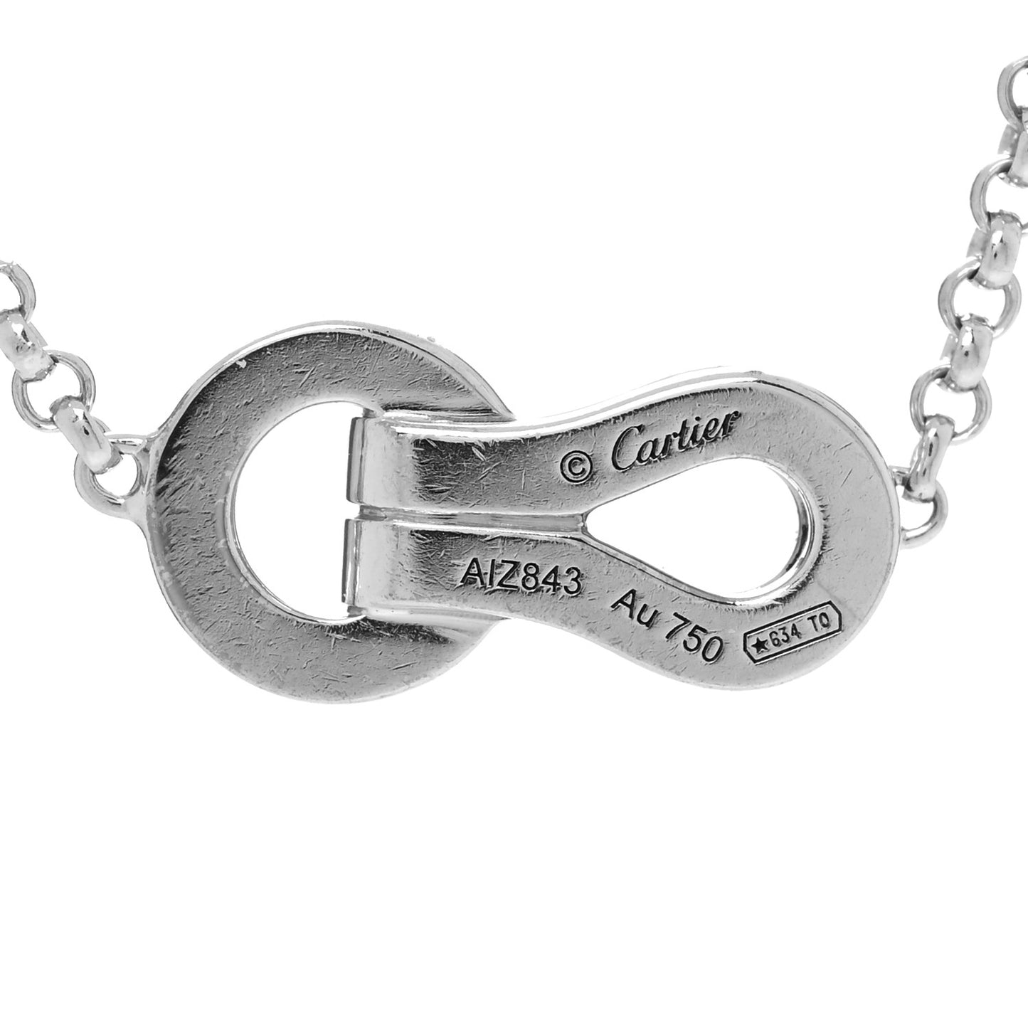 18K White Gold Diamond Agrafe Paved Pendant Necklace