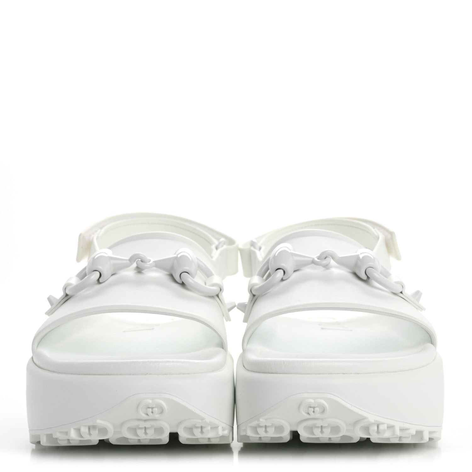 Gucci Soft Rubber Horsebit Touch Womens Strapped Sandals 38 Great White 3 of 7