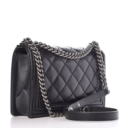 Chanel Calfskin Quilted Double Stitch New Medium Boy Flap Black 3 of 13