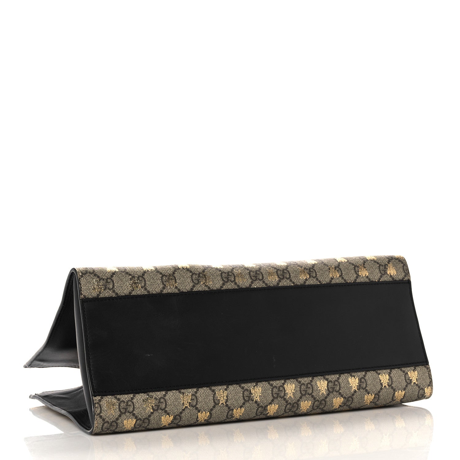 Gucci GG Supreme Monogram Bees Medium Padlock Tote Beige Oro Black 4 of 16