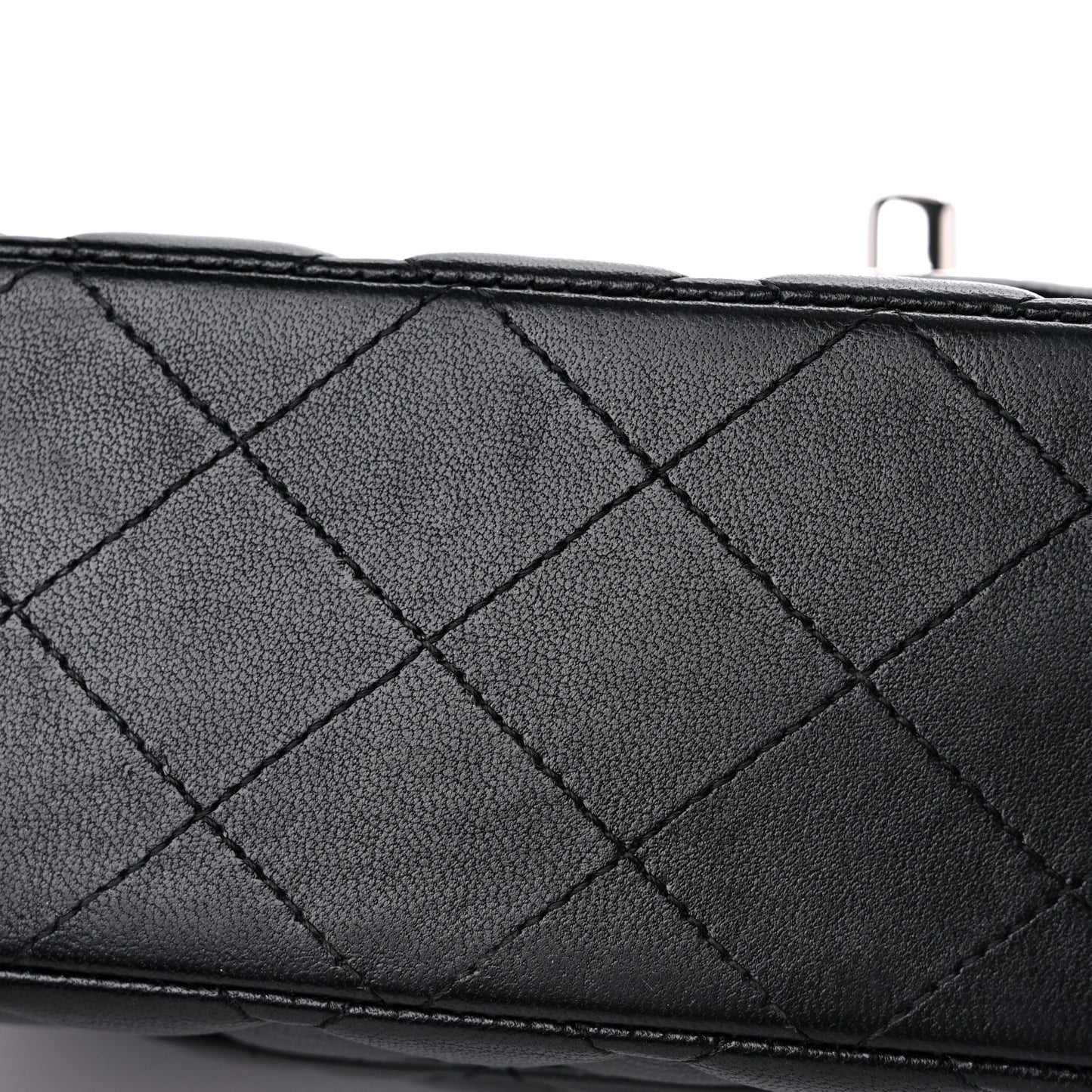 Lambskin Quilted Medium Double Flap Black