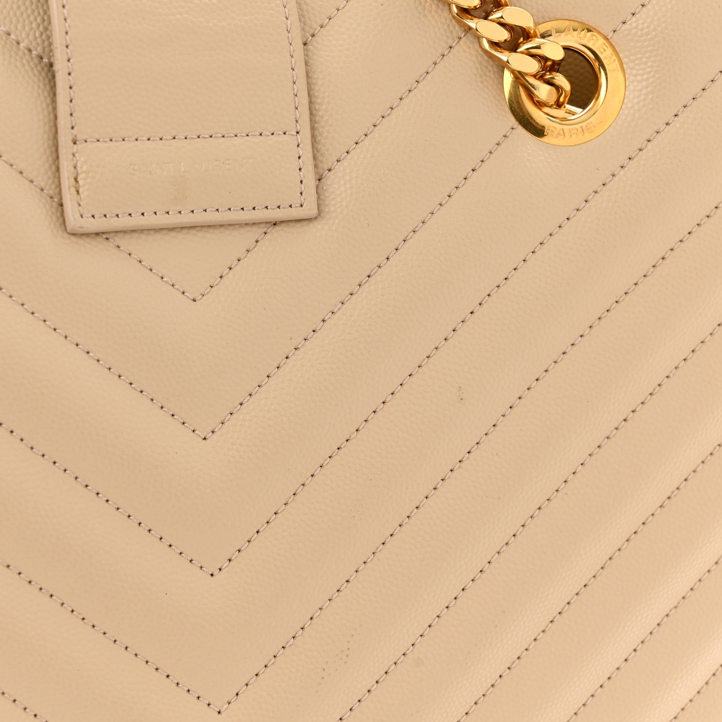 Grain De Poudre Matelasse Chevron Monogram Shopping Bag Nude Powder