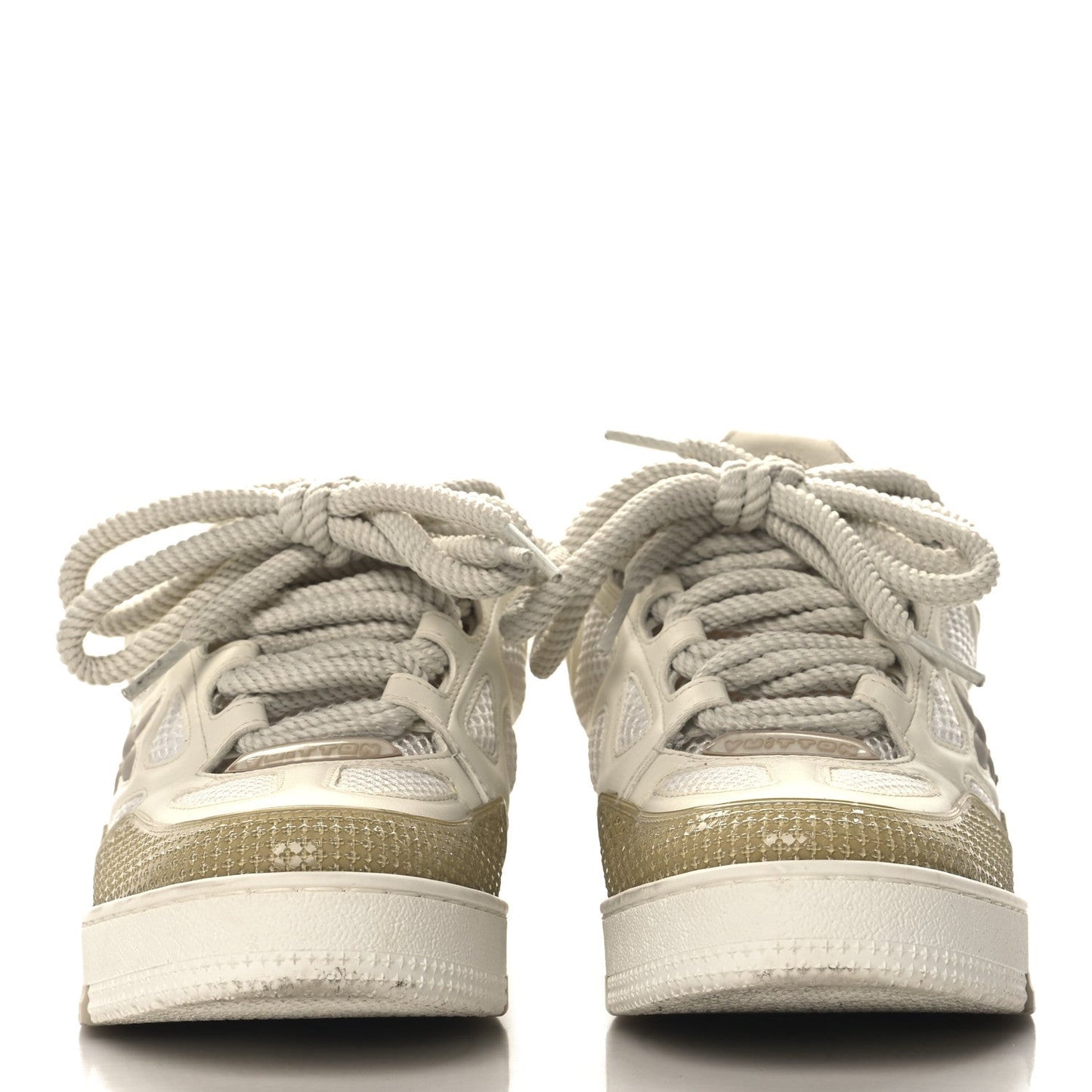 Calfskin Mesh Womens LV Skate Sneaker Beige White
