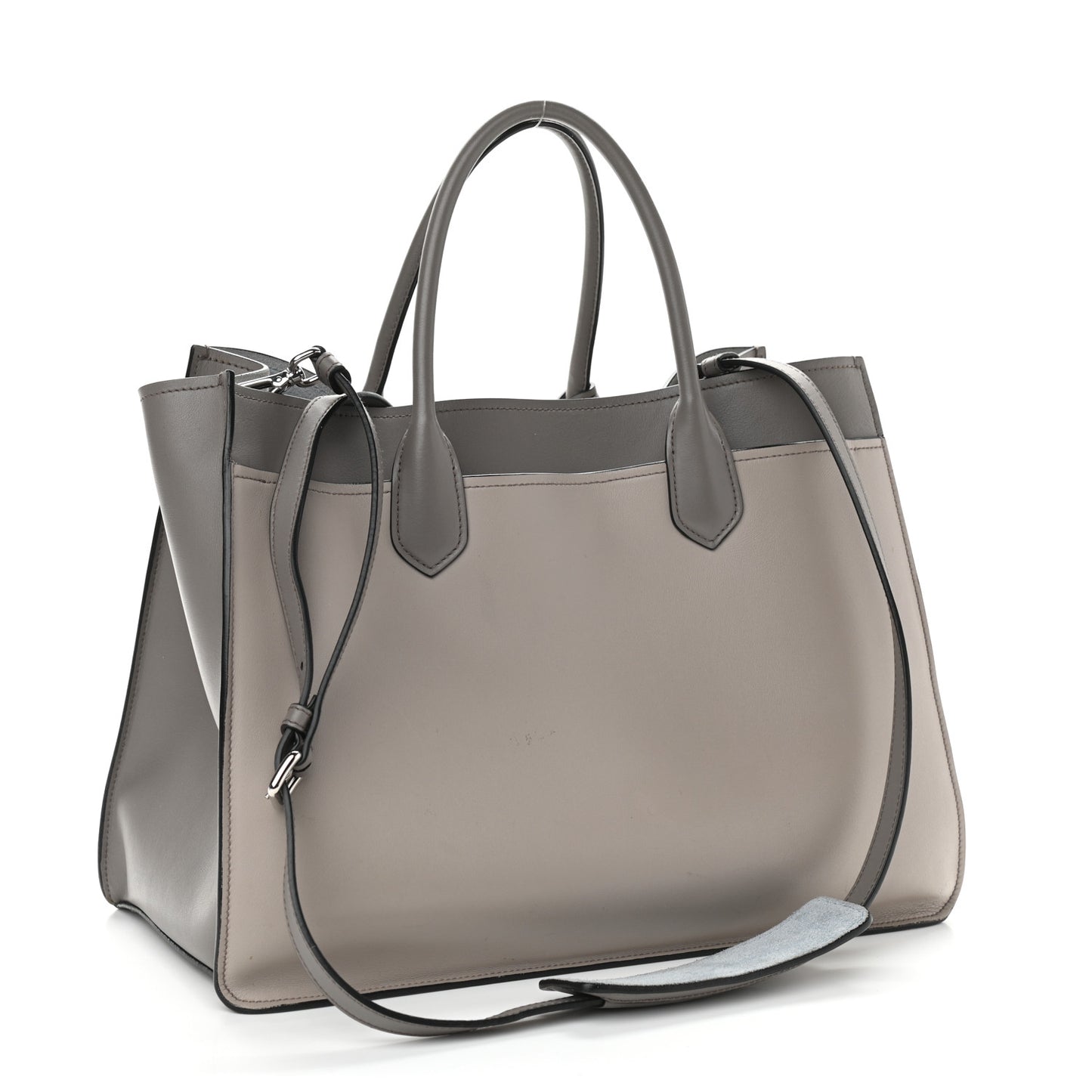 City Calfskin Large Etiquette Tote Light Grey