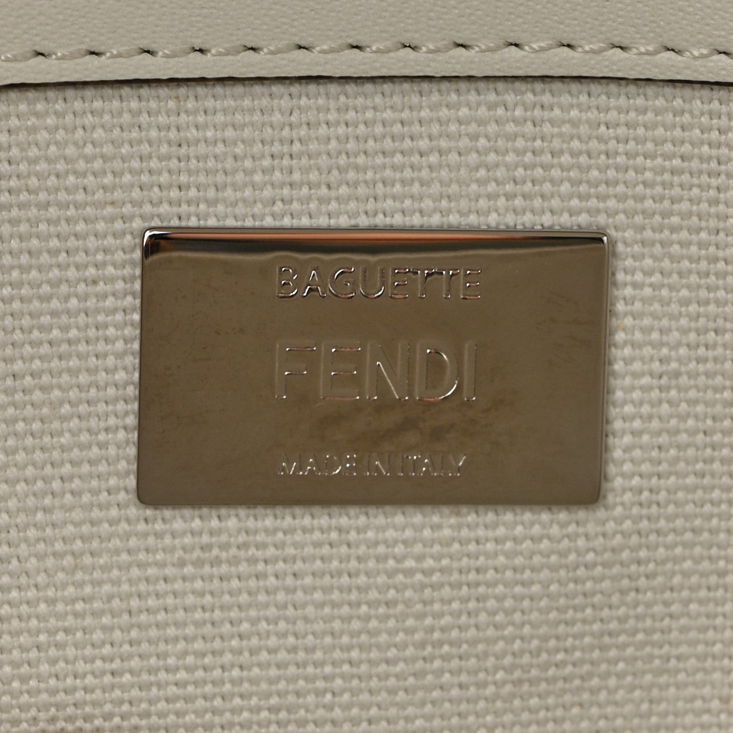 Fendi Canvas Vitello King FF Embroidered Baguette White Black 6 of 7