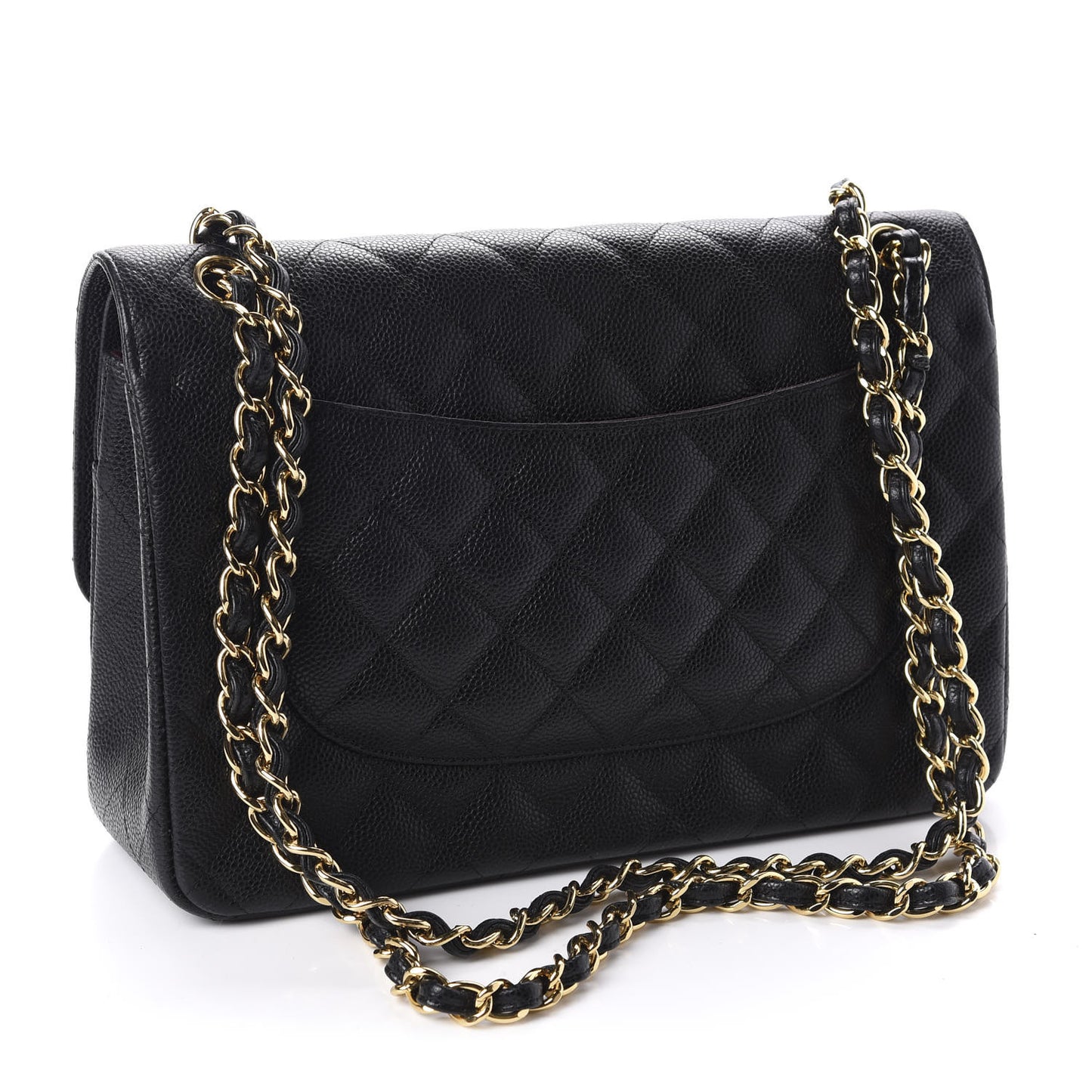 Caviar Quilted Jumbo Double Flap Black