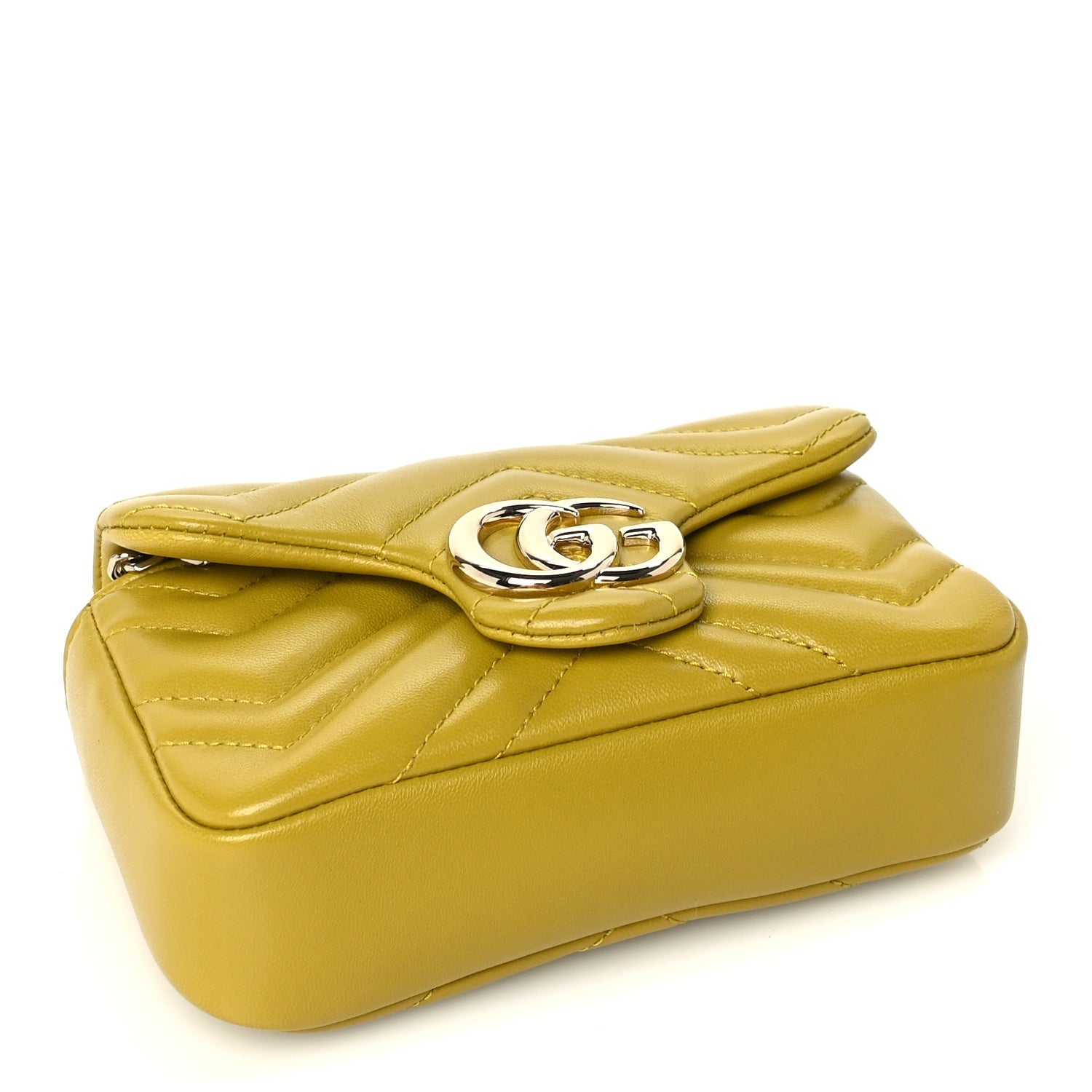 Gucci Lambskin Matelasse Mini GG Marmont Shoulder Bag Yellow 3 of 8