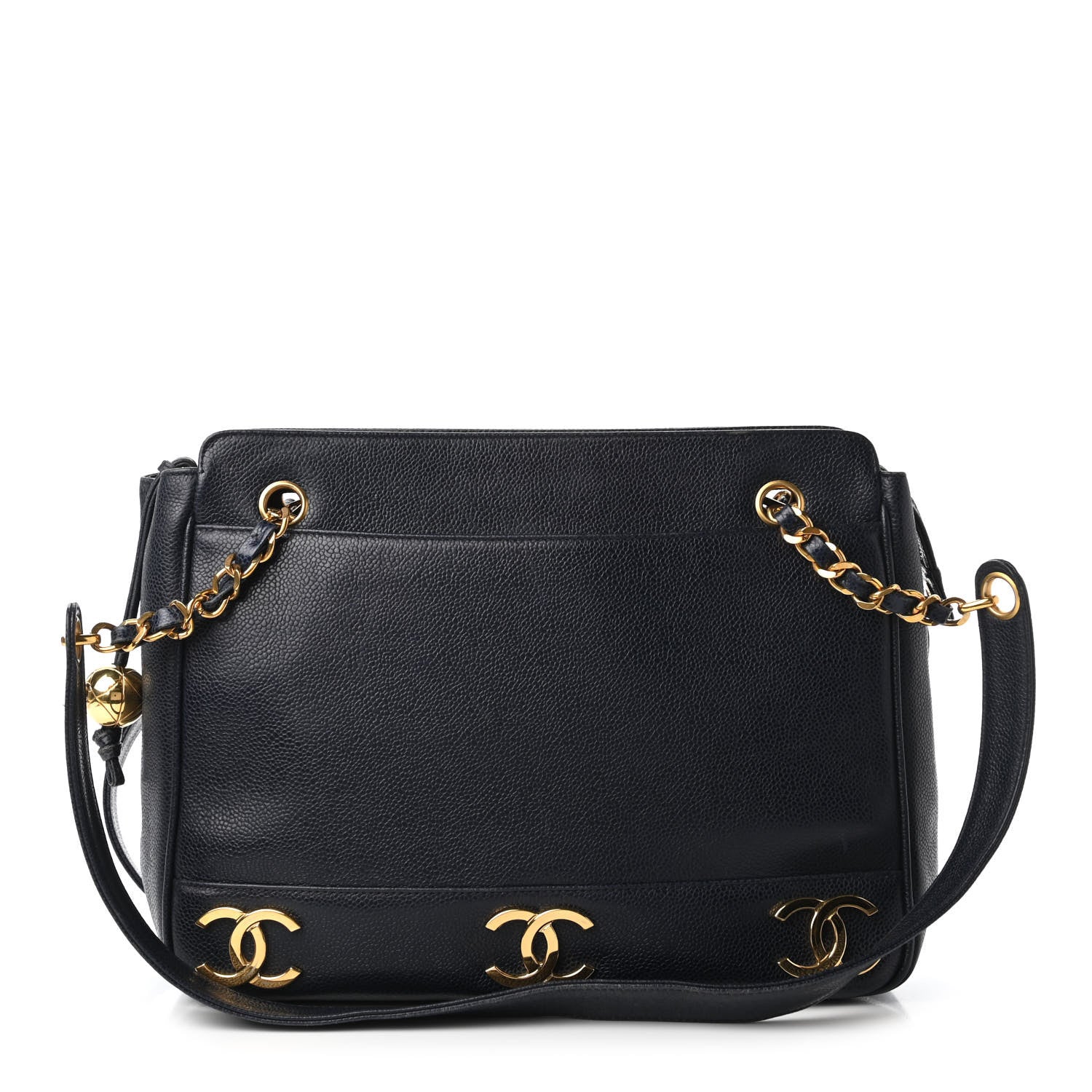 Chanel Caviar CC Shoulder Bag Navy Blue 1 of 10