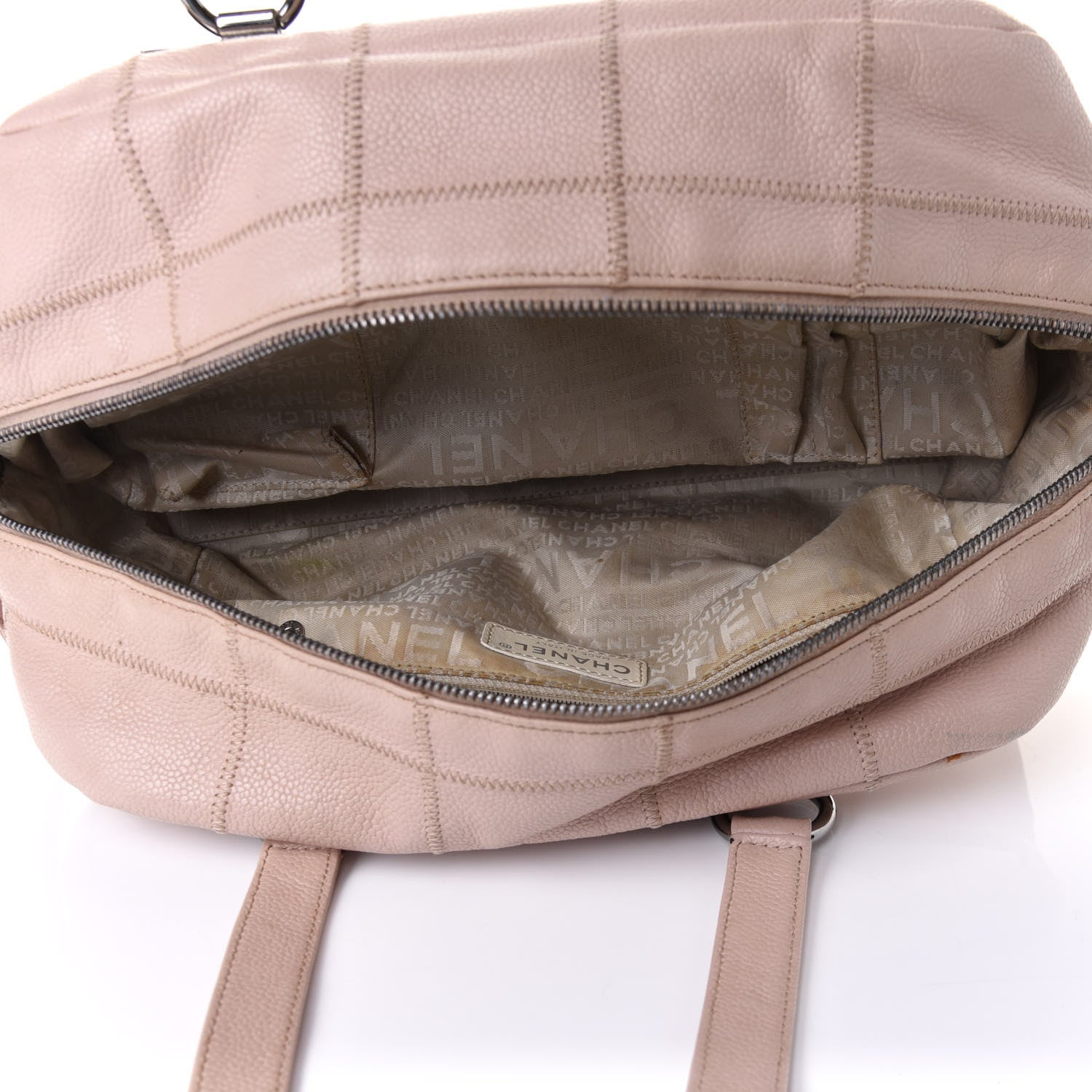 Chanel Caviar Square Stitched Bowler Pink 4 of 11