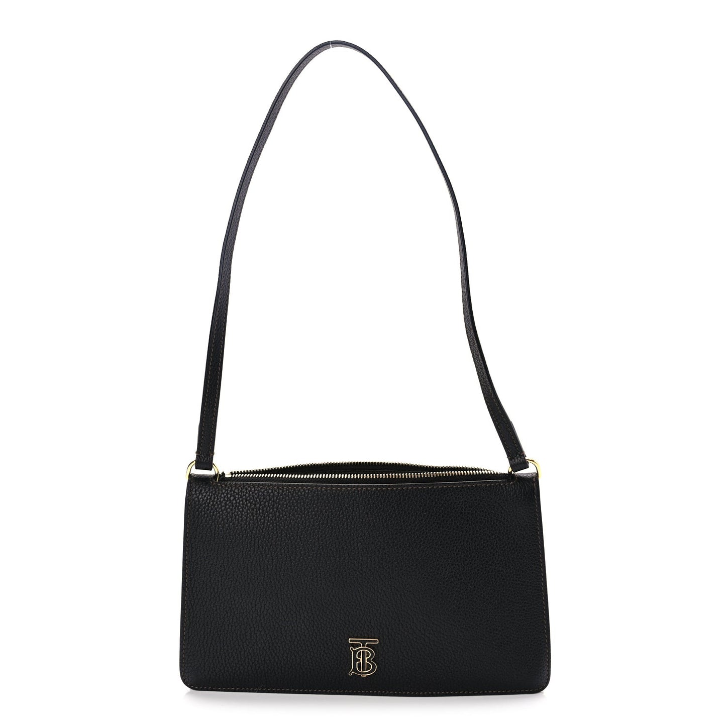 Grained Calfskin Mini TB Shoulder Pouch Black