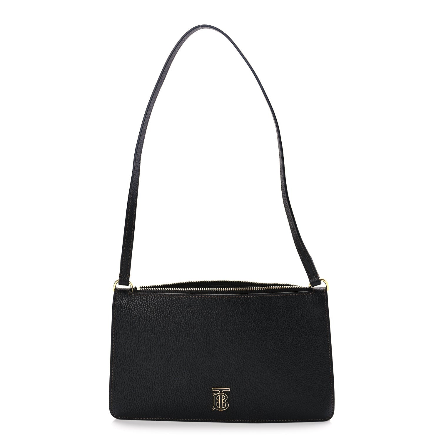 Burberry Grained Calfskin Mini TB Shoulder Pouch Black 1 of 8