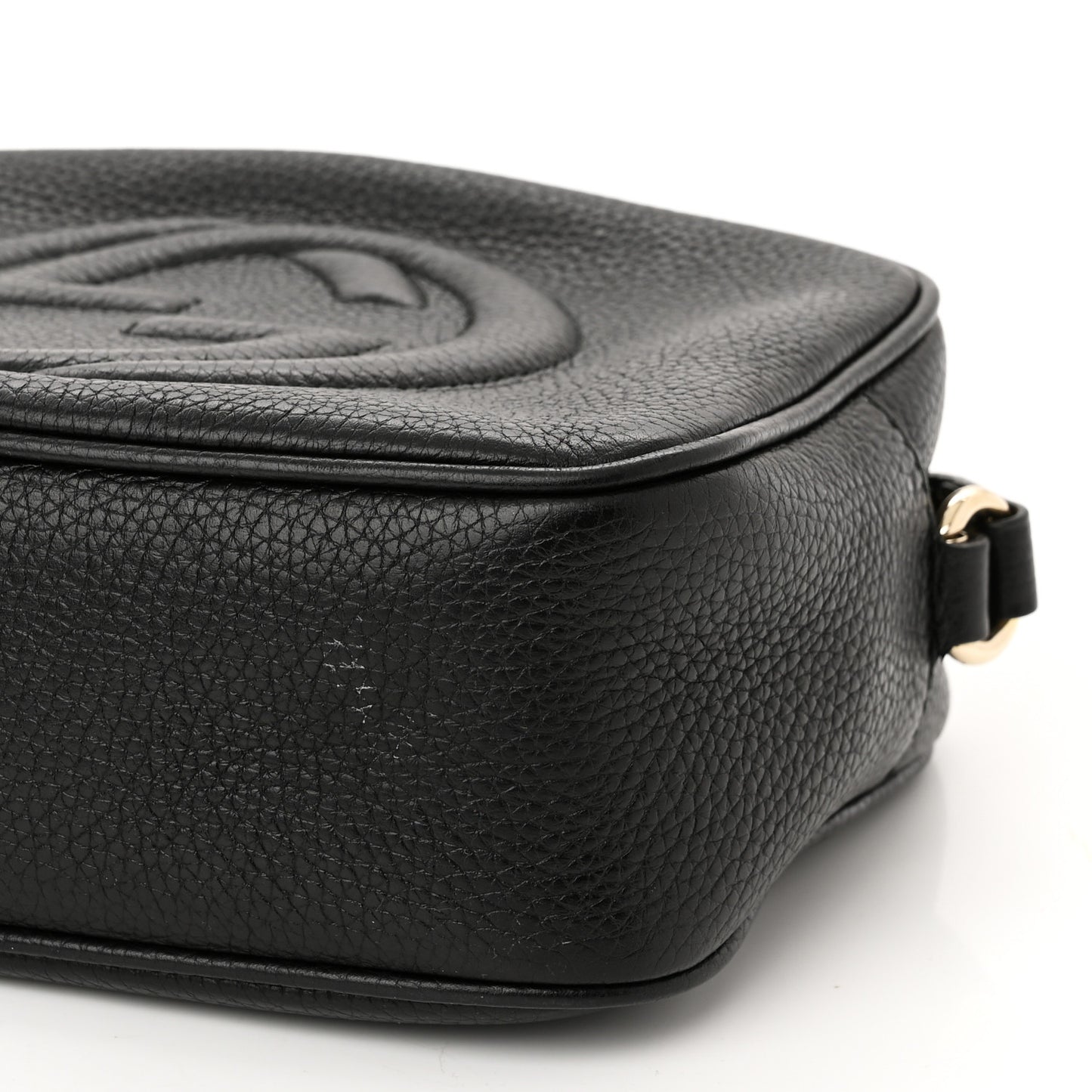 Pebbled Calfskin Small Soho Disco Bag Black