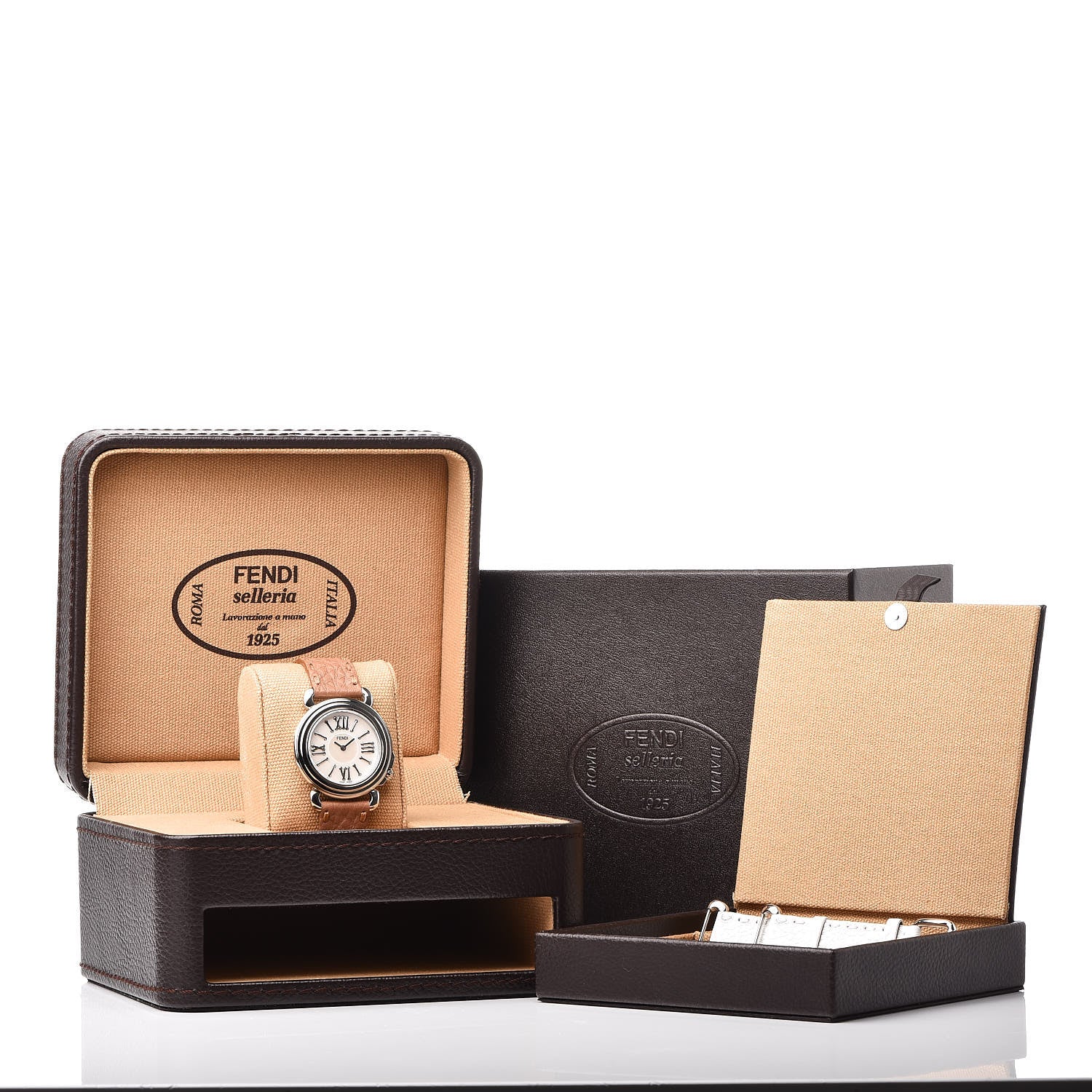 Fendi Stainless Steel Calfskin Mother of Pearl 37mm Selleria Quartz Watch Pink 9 of 9