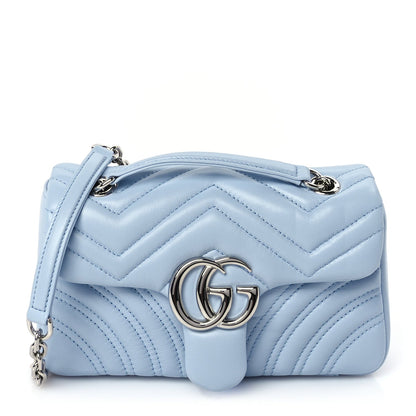 Gucci Lambskin Matelasse Small GG Marmont Shoulder Bag  Porcelain Light Blue 1 of 8