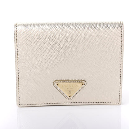 Prada Metallic Saffiano Flap Compact Wallet Pirite 9 of 10