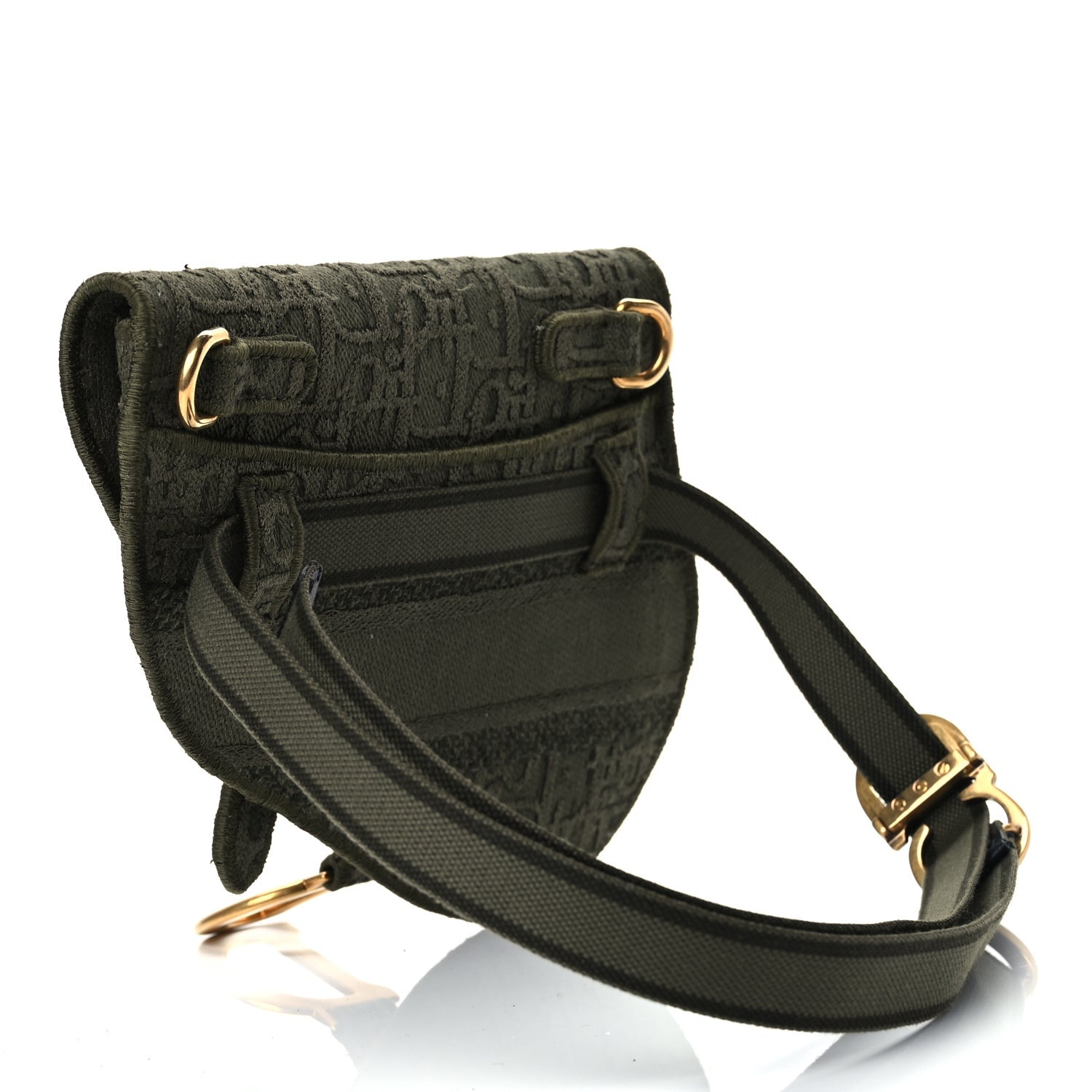 Christian Dior Oblique Embroidered Saddle Belt Pouch Green 2 of 9