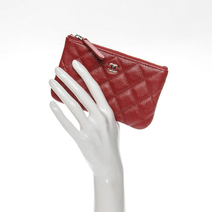 Chanel Caviar Quilted Small Cosmetic Case Dark Red 2 of 7