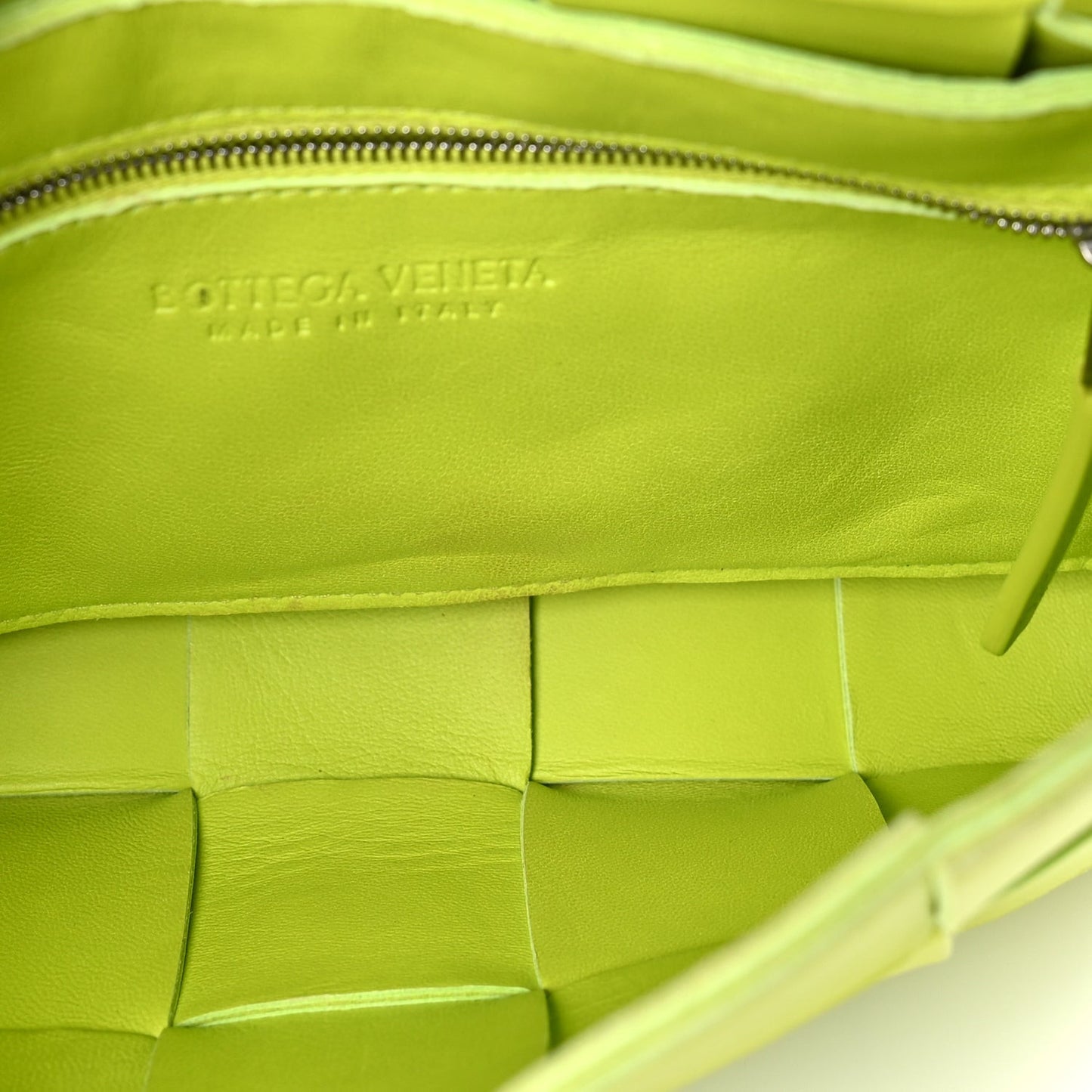 Lambskin Maxi Intrecciato Cassette Crossbody Bag Acid Kiwi