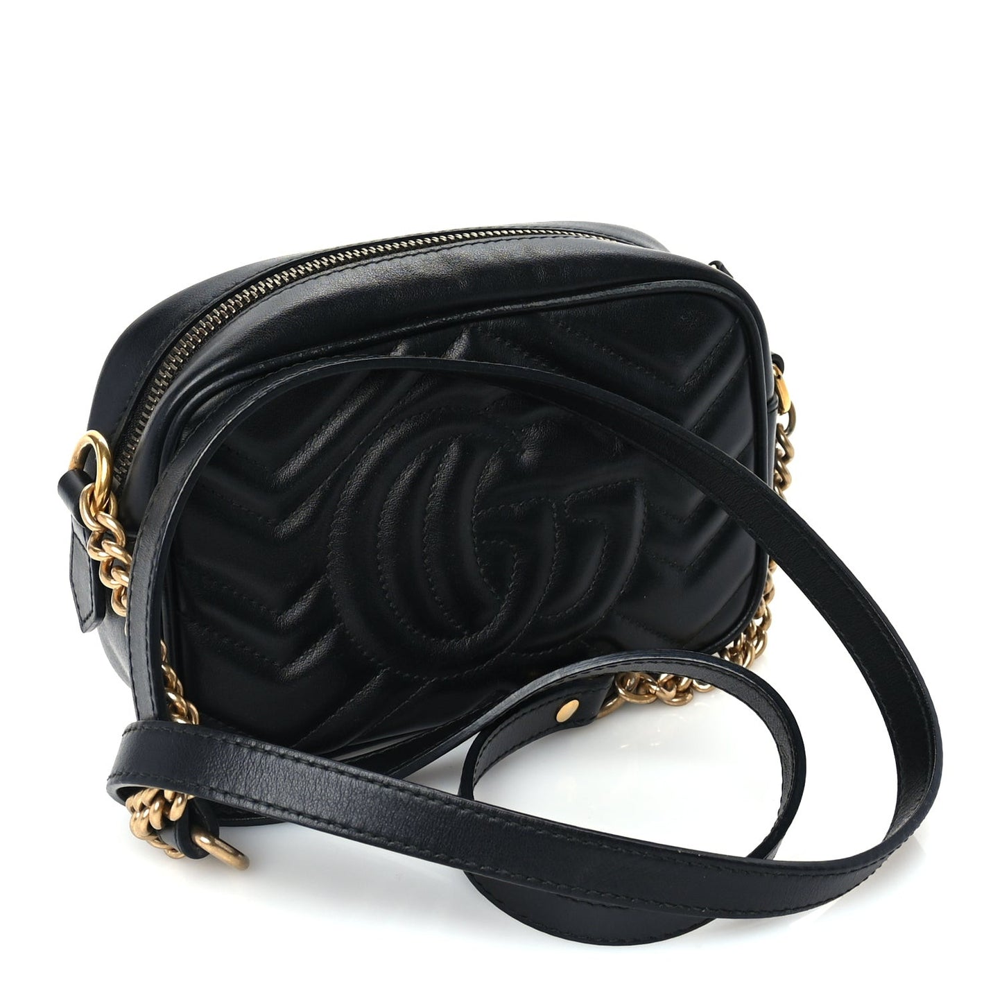Calfskin Matelasse Mini GG Marmont Chain Shoulder Bag Black