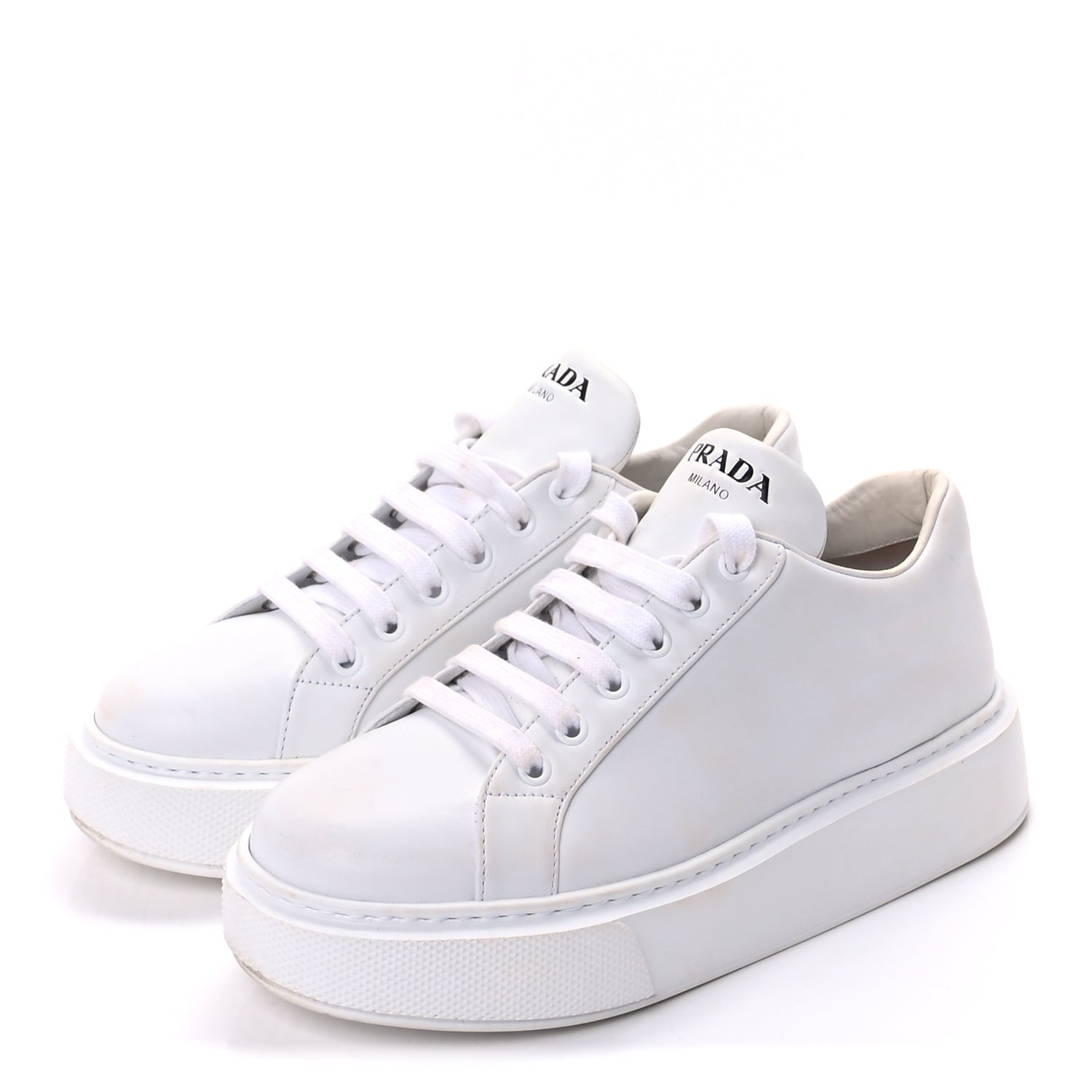 Prada Vitello Soft Logo Low Top Sneakers 38 White 3 of 10