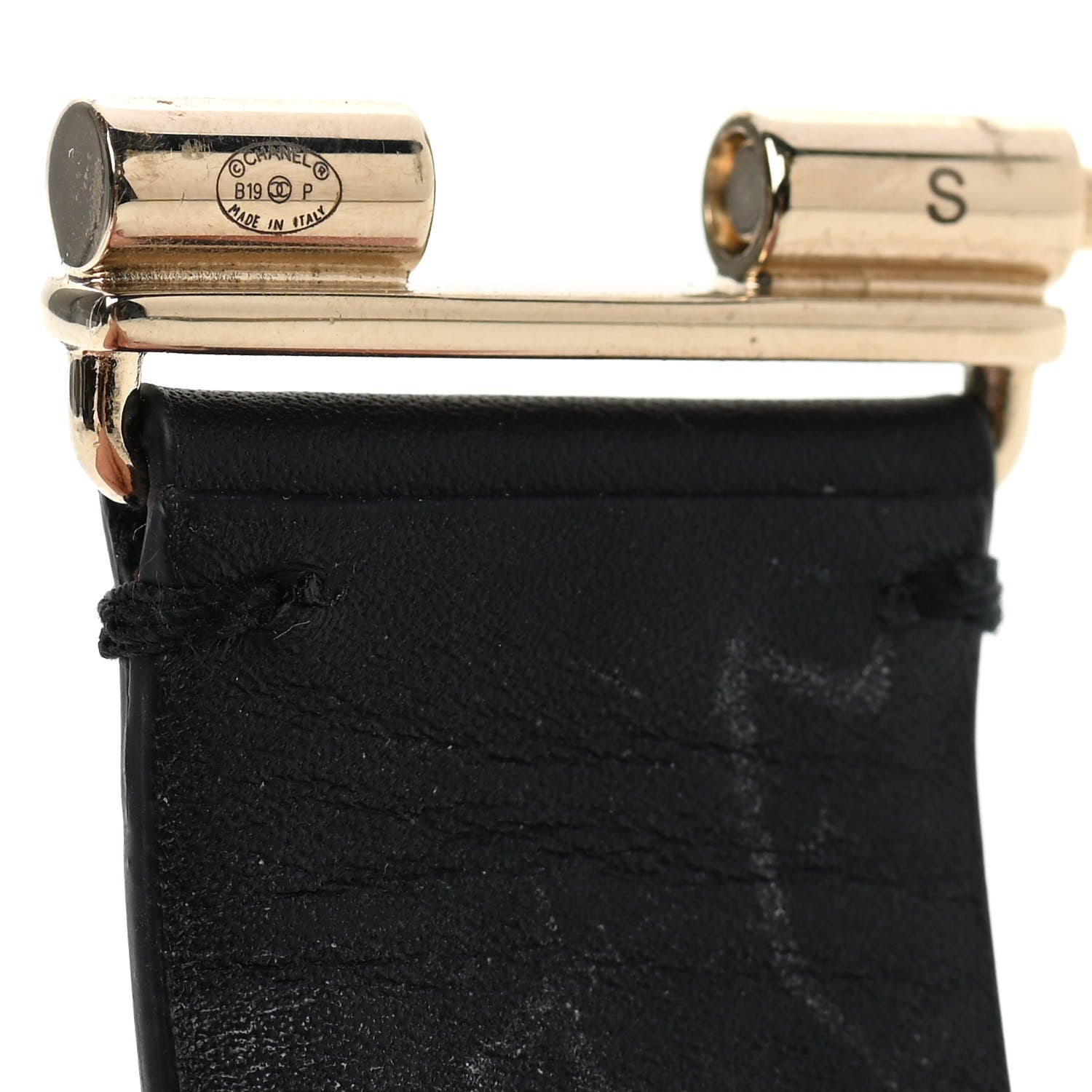 Chanel Crystal Lambskin Cha-Nel Logo Cuff S Black 4 of 5